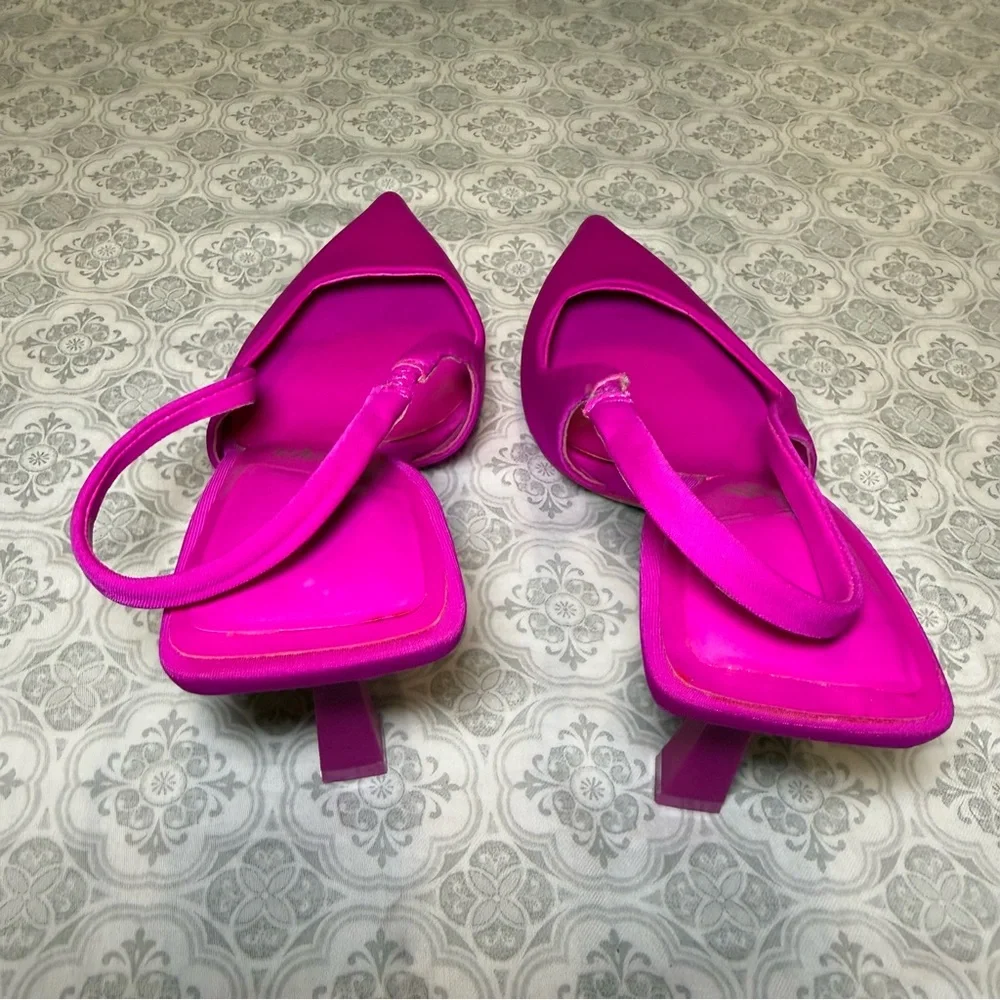 Zara Fuchsia Fabric High-Heel Slingback Court Shoes. Size 37/6.5